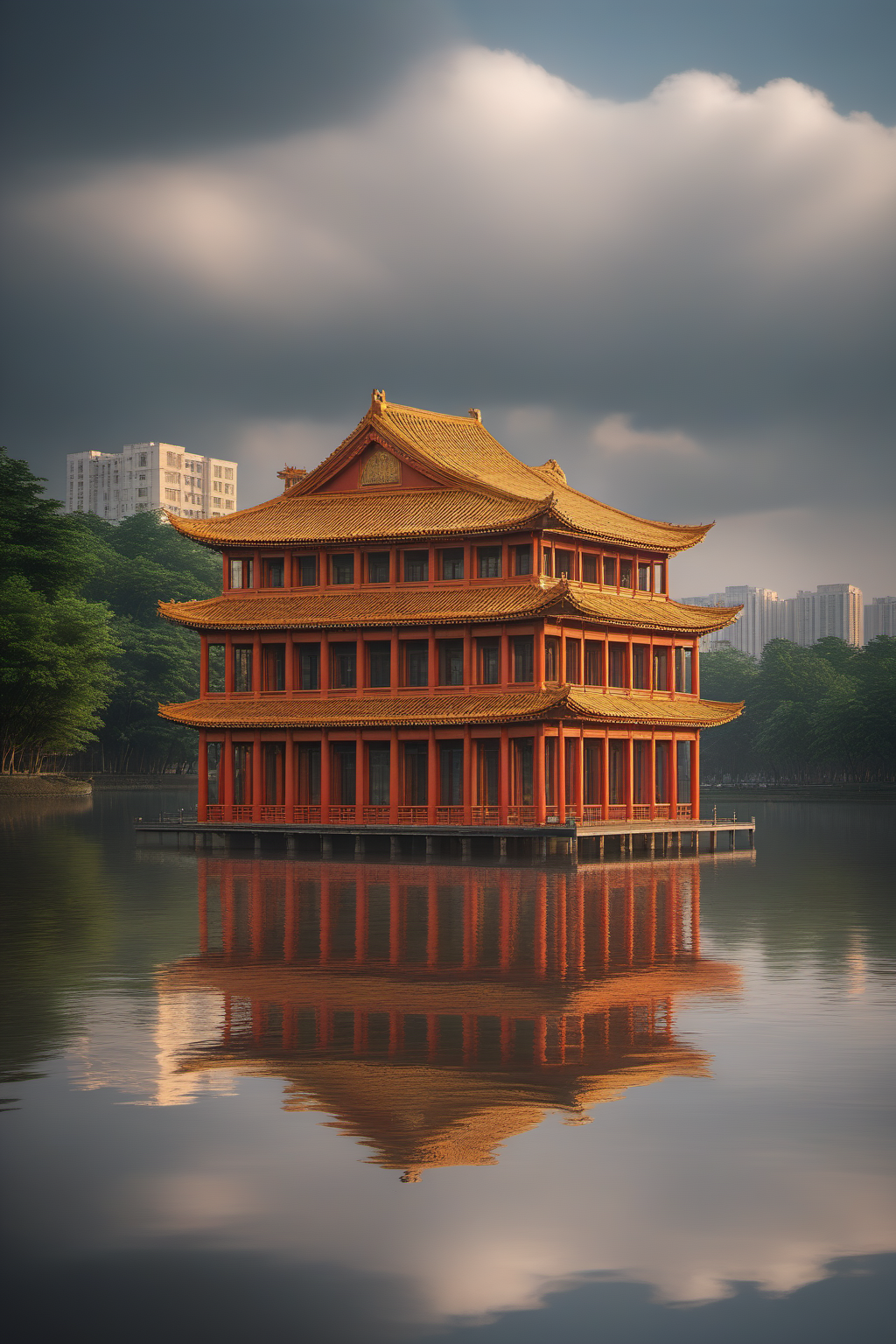 00381-1576476203-(masterpiece), best quality,8K,zsyixing,building,_no humans, outdoors,_scenery, water, reflection, tree, city, cloudy sky, day,.png